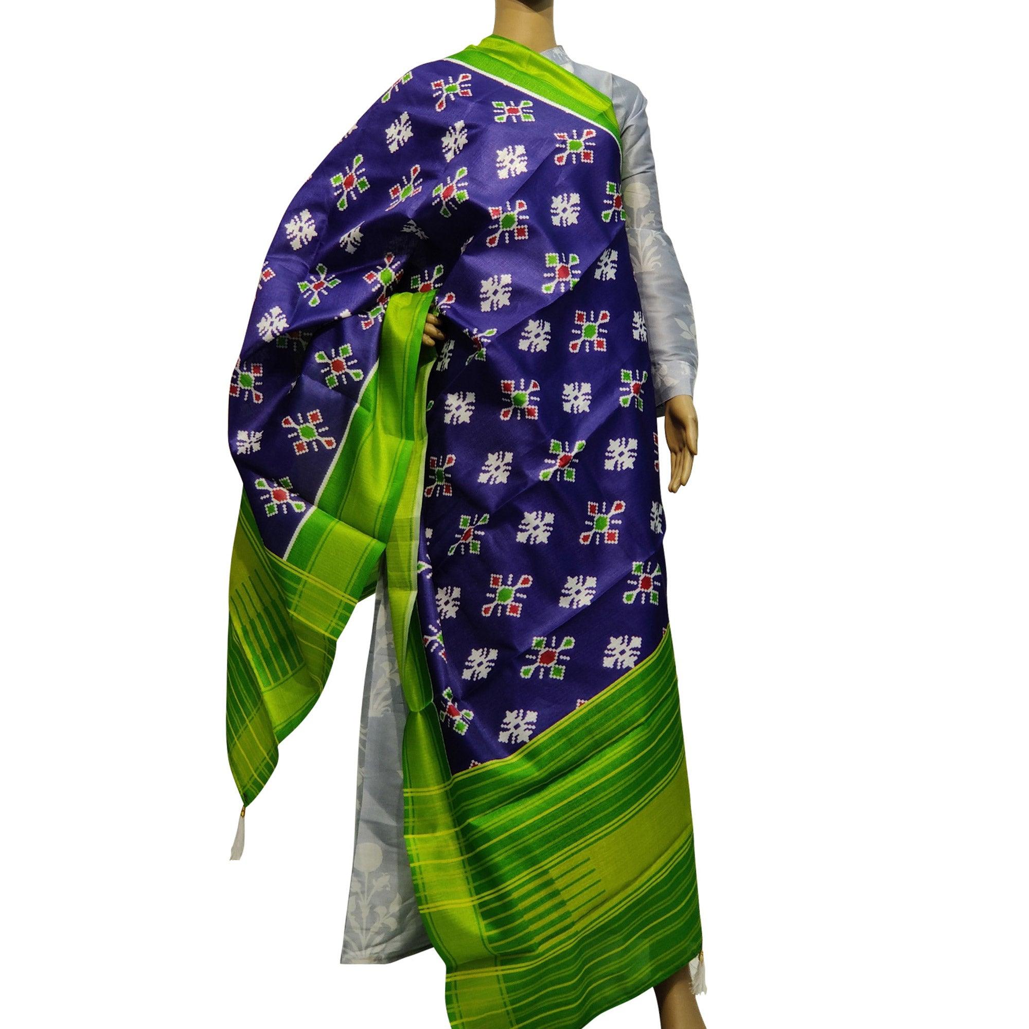 Engrossing Purple Colored Casual Wear Printed Cotton Silk Dupatta With Tassels - Peachmode