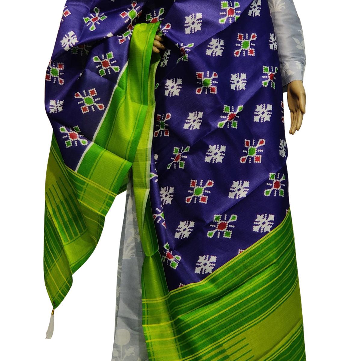 Engrossing Purple Colored Casual Wear Printed Cotton Silk Dupatta With Tassels - Peachmode