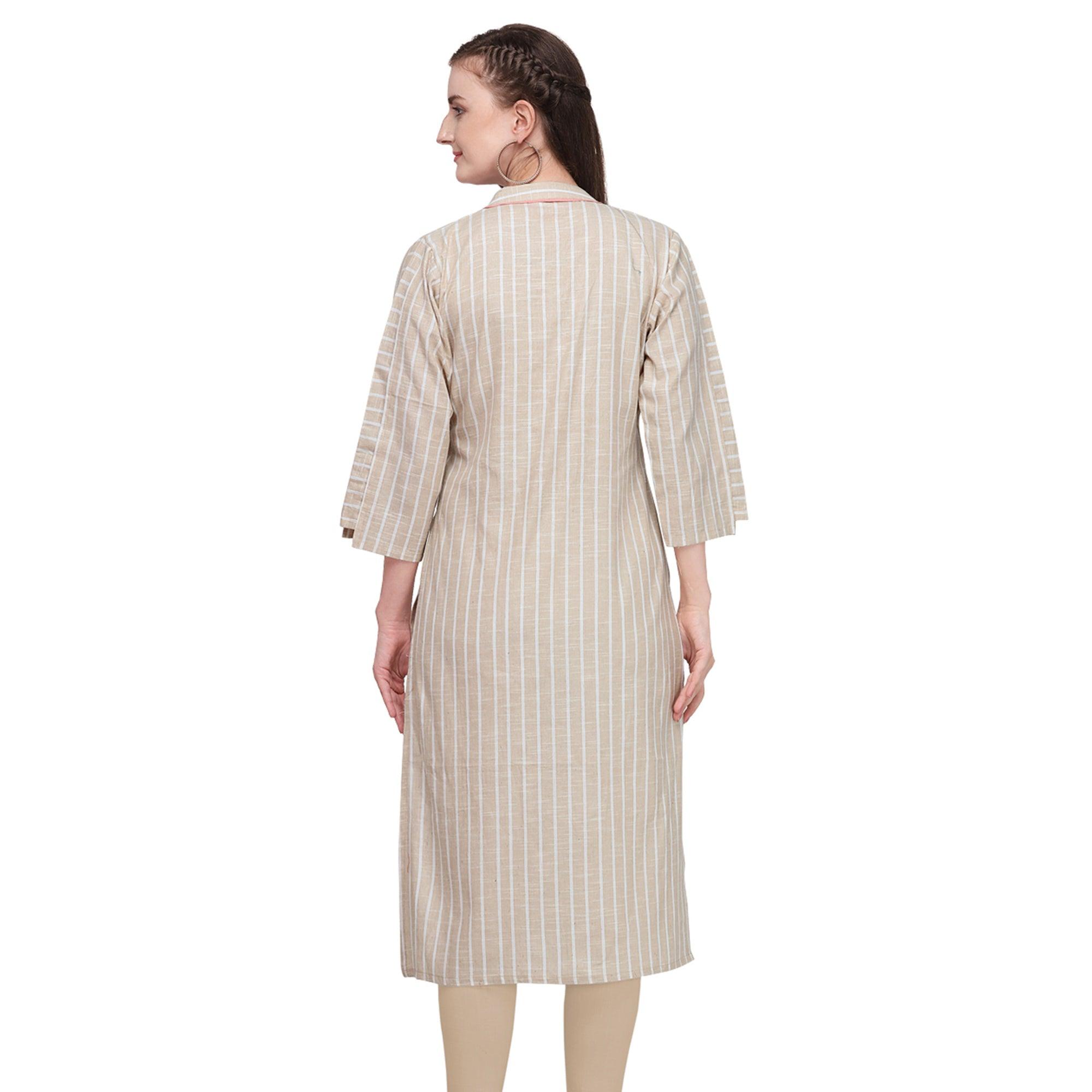 Entrancing Light Beige Colored Casual Wear Pure Cotton Kurti - Peachmode