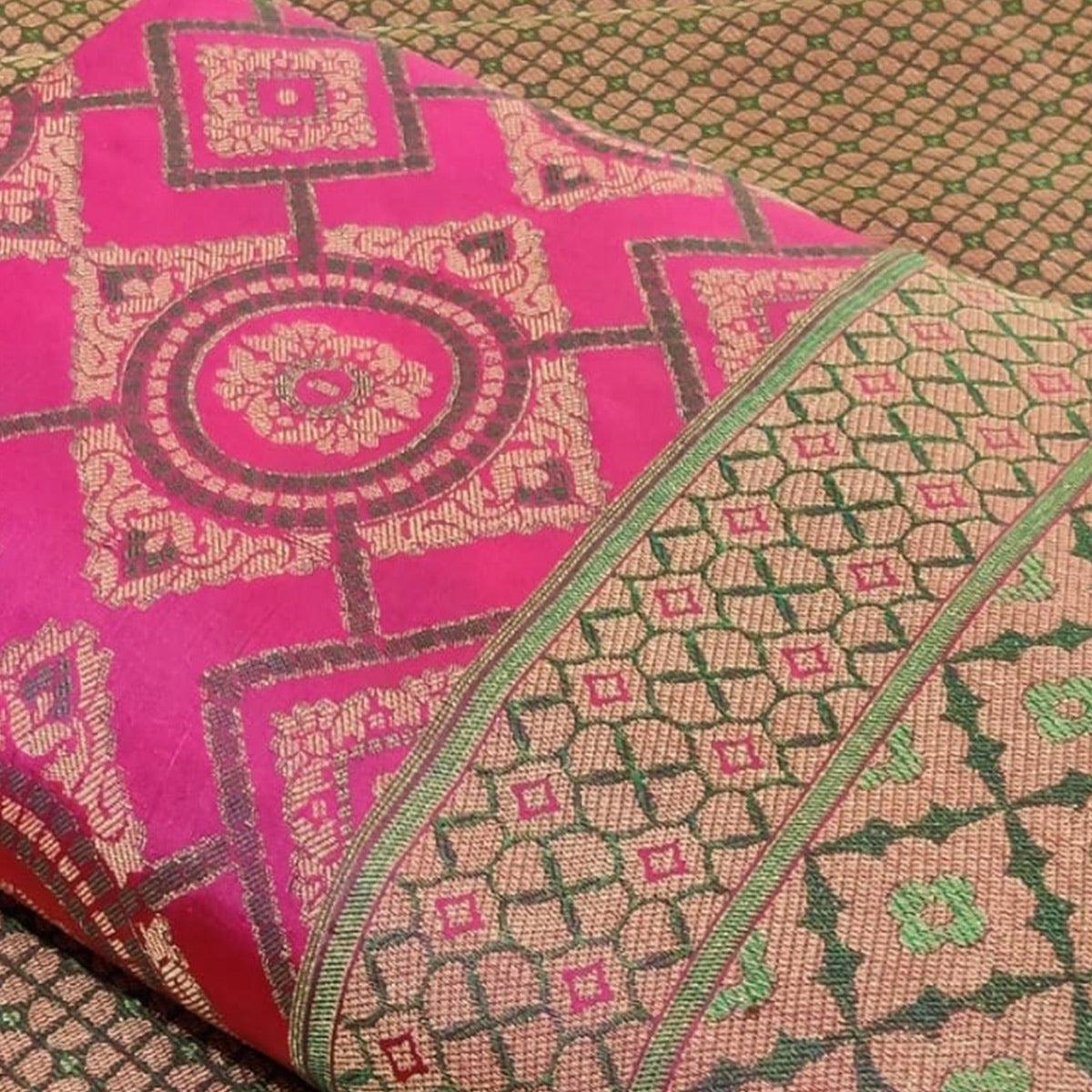 Entrancing Pink Colored Festive Wear Woven Patola Silk Saree - Peachmode
