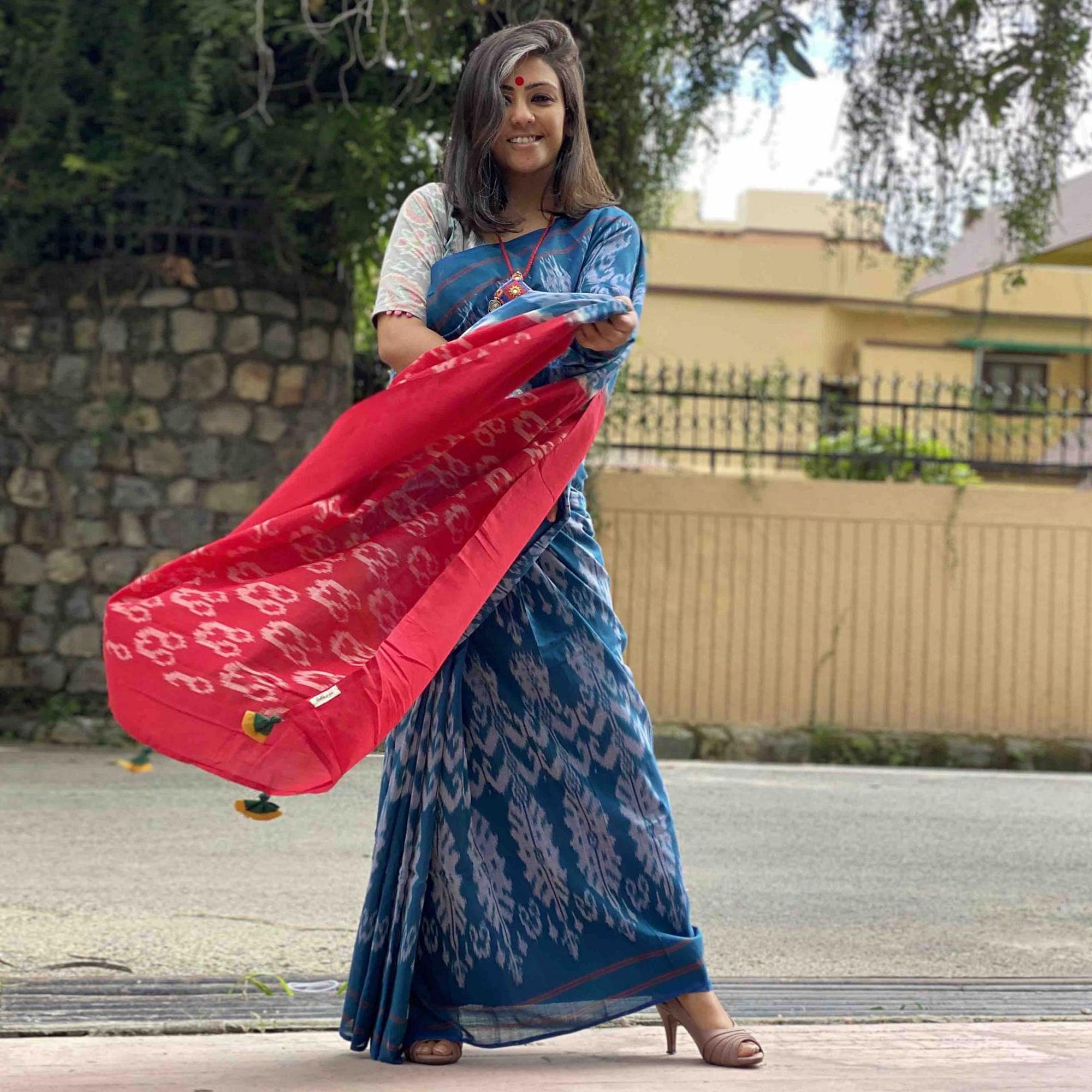 Exceptional Blue Colored Partywear Printed Silk Saree - Peachmode