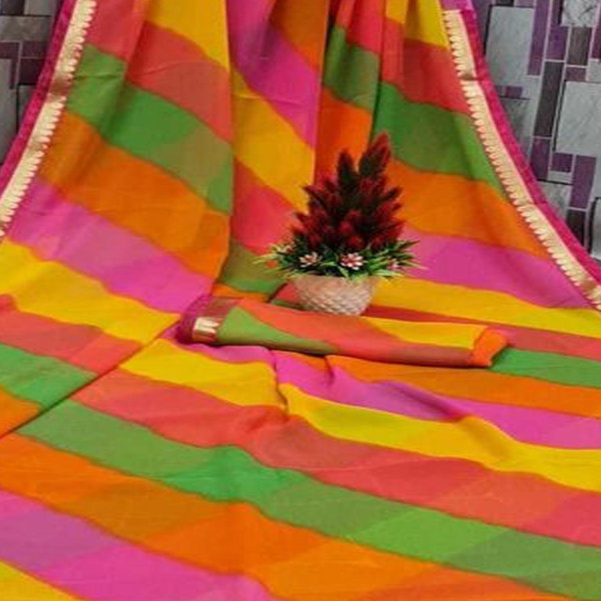 Exceptional Multicolor Coloured Casual Wear Printed Georgette Saree - Peachmode