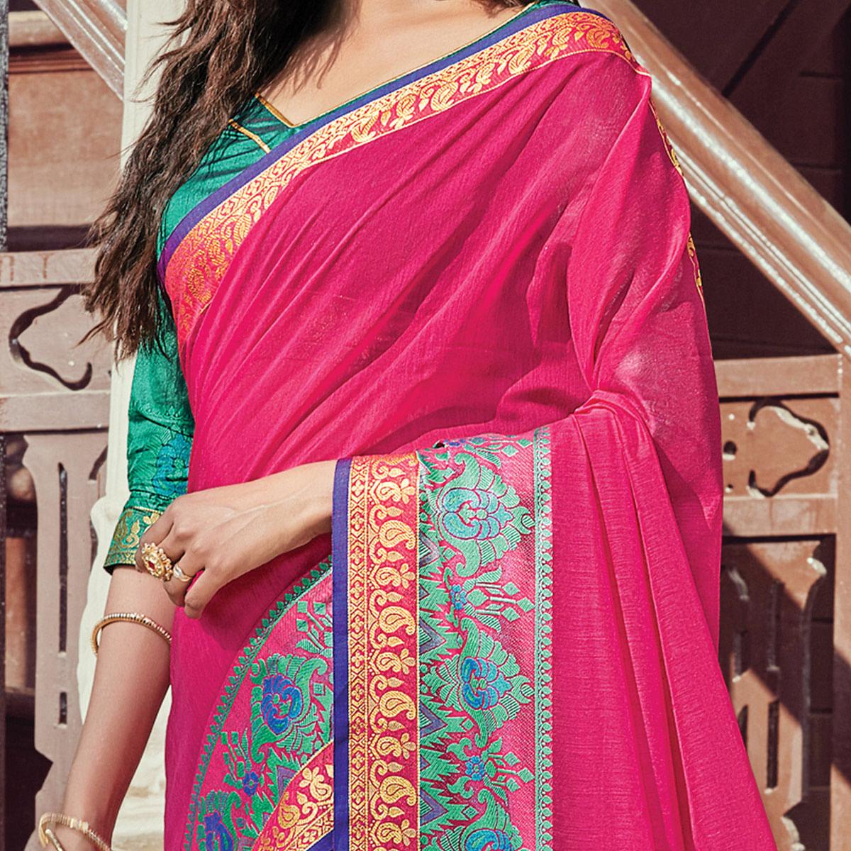 Exceptional Pink Coloured Casual Wear Woven Cotton Handloom Saree - Peachmode