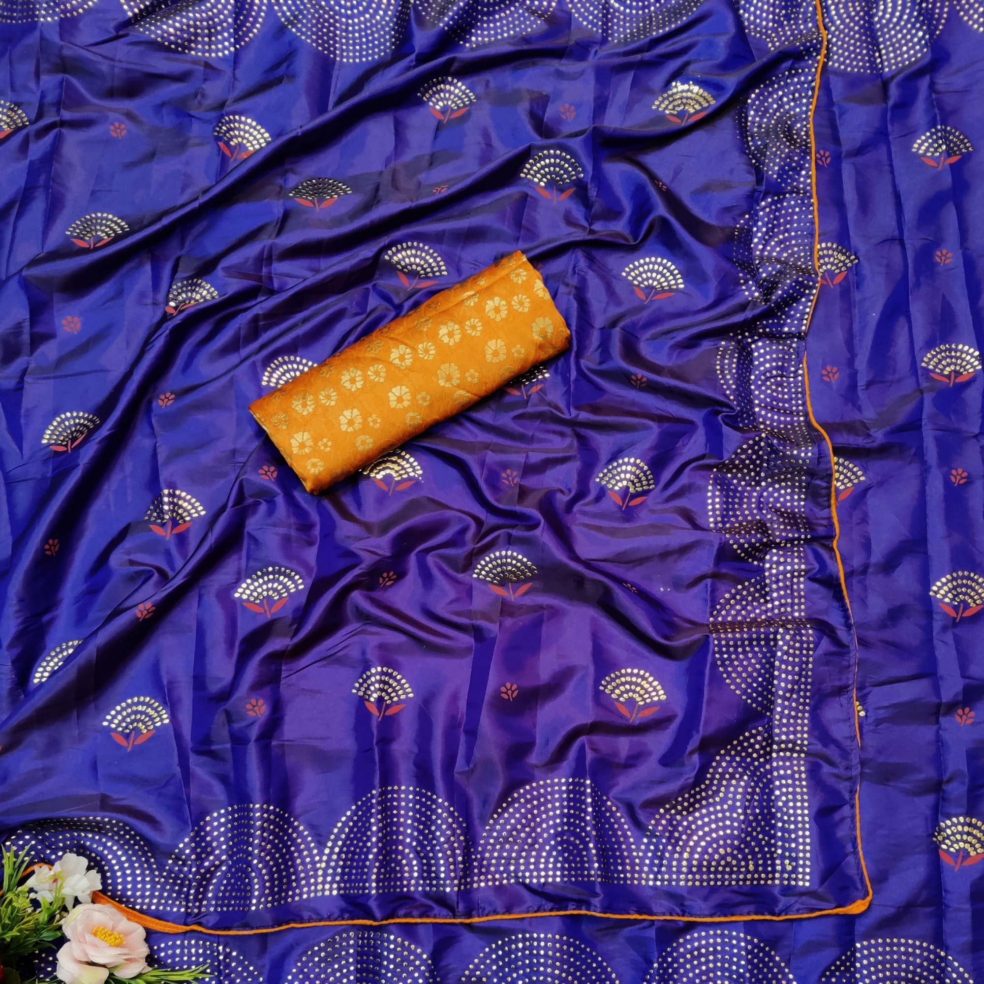 Exceptional Royal Blue Colored Festive Wear Woven Two Tone Sana Silk Saree - Peachmode
