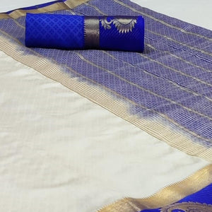 Exceptional White Coloured Festive Wear Woven Art Silk Saree - Peachmode