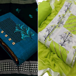 Exclusive Embroidered Cotton Dress Material - Pack of 2 - Peachmode