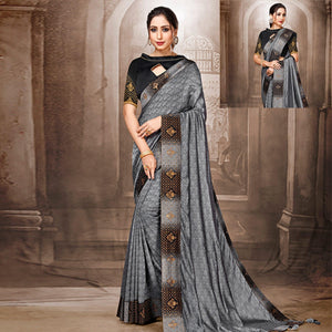 Exclusive Grey Colored Festive Wear Woven Silk Saree - Peachmode