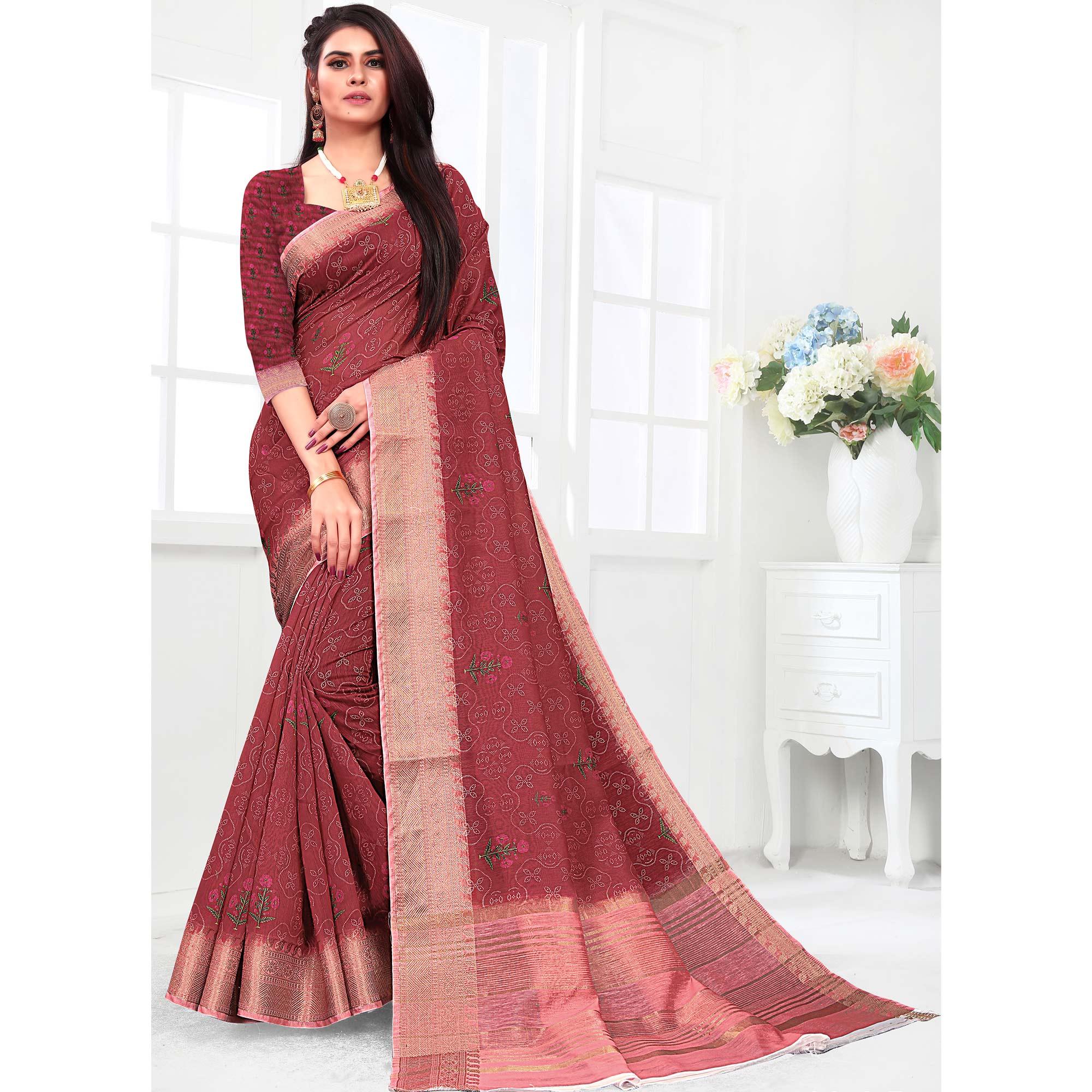 Exclusive Maroon Colored Festive Wear Woven Banarasi Silk Saree - Peachmode