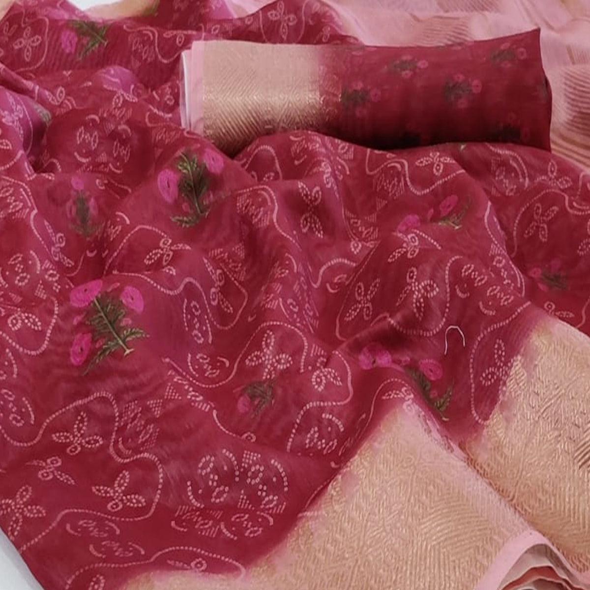 Exclusive Maroon Colored Festive Wear Woven Banarasi Silk Saree - Peachmode