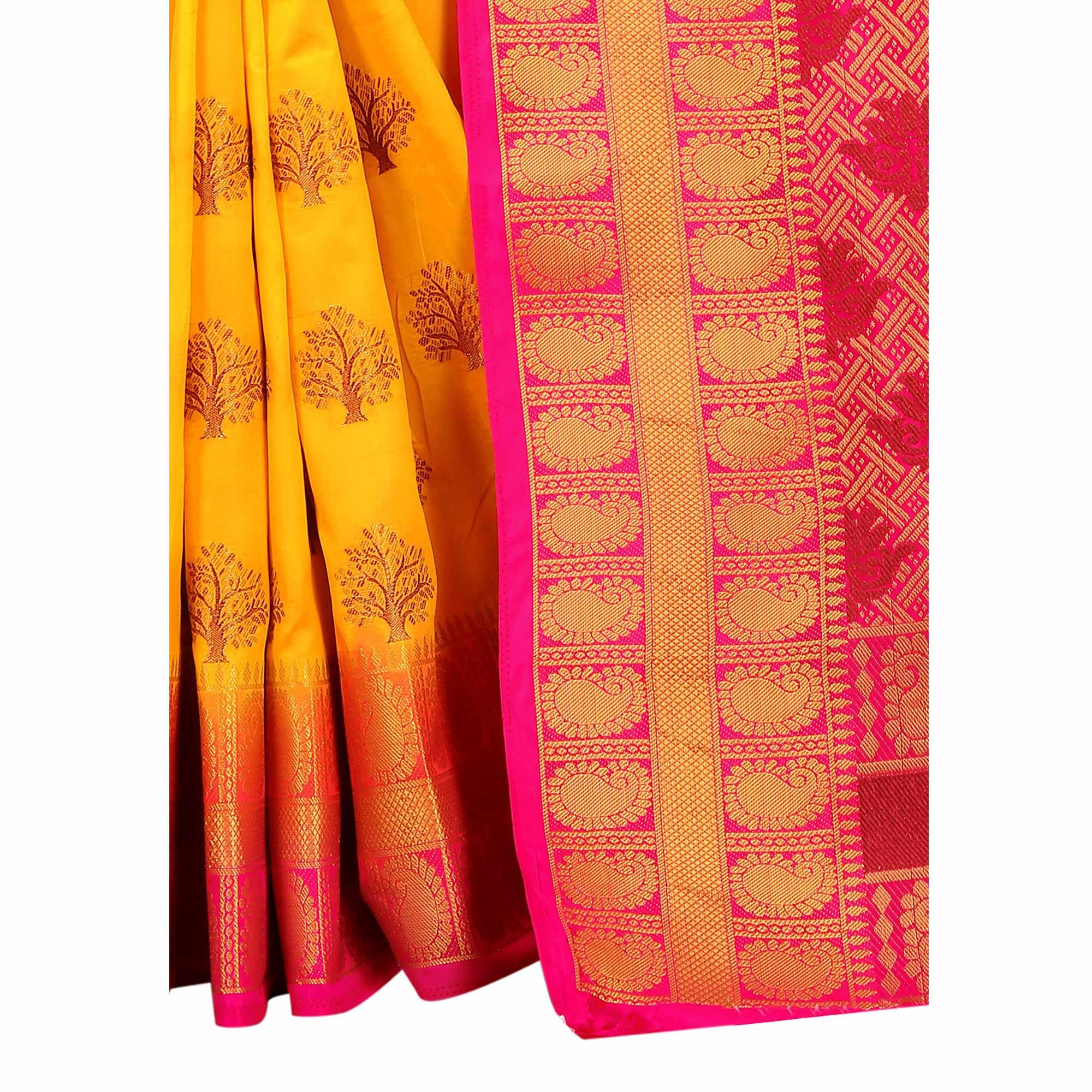 Exclusive Orange Colored Festive Wear Woven Art Silk Saree - Peachmode