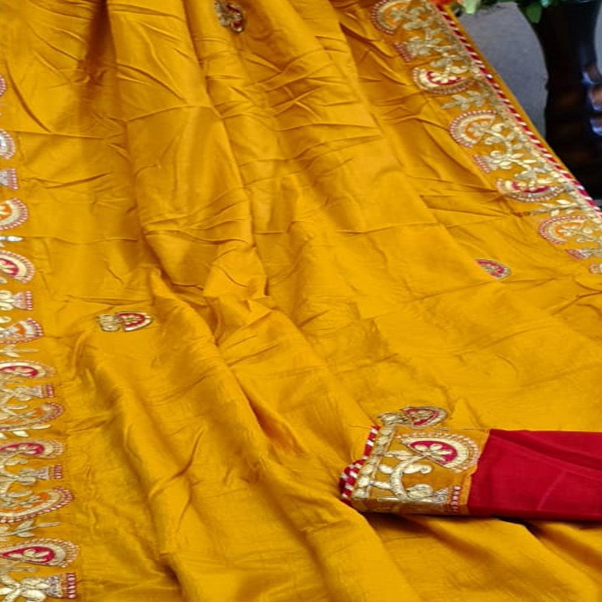 Exclusive Yellow Colored Festive Wear Butta Work Dola Silk Saree - Peachmode