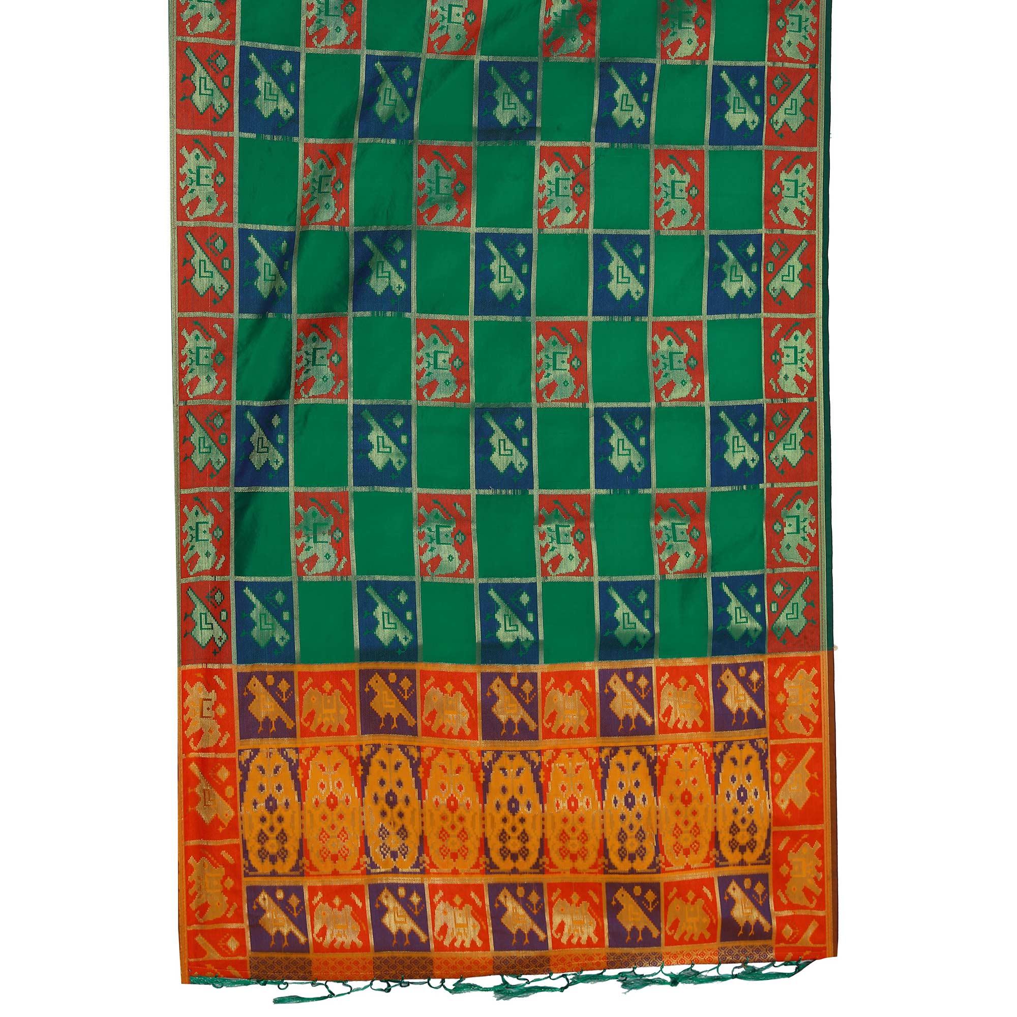 Exotic Green Colored Festive Wear Woven Silk Saree - Peachmode