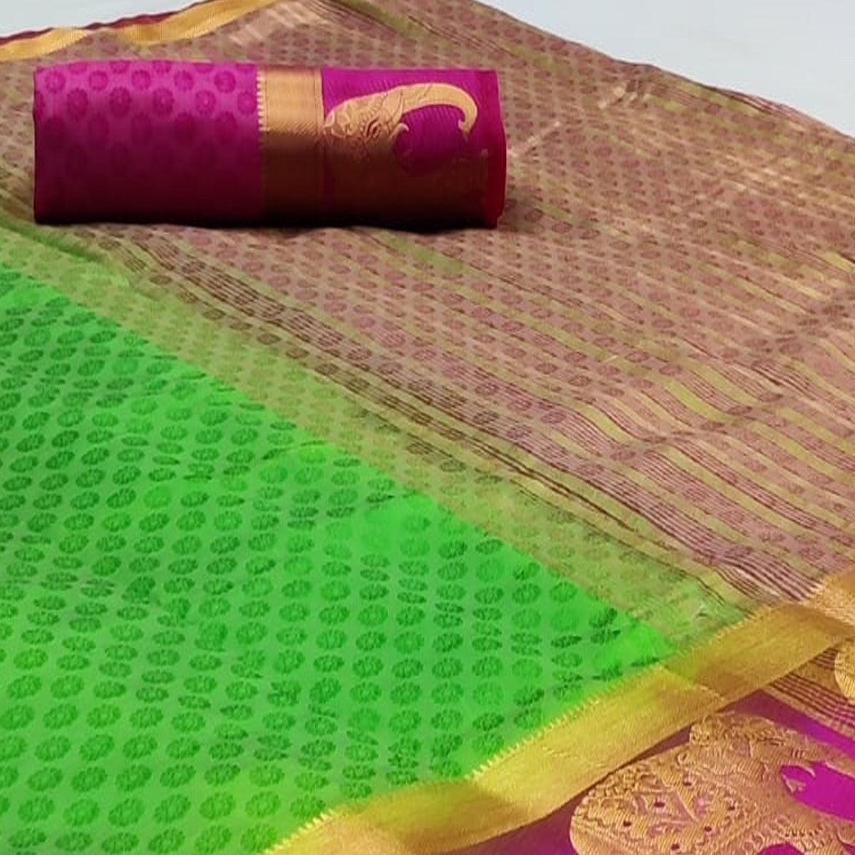 Exotic Green Coloured Festive Wear Woven Art Silk Saree - Peachmode