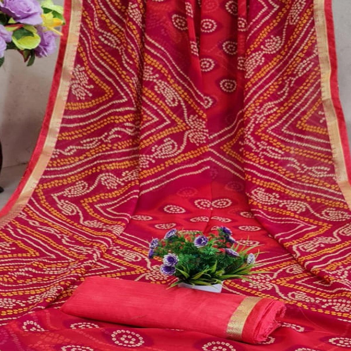 Eye-catching Pink Colored Festive Wear Woven Moss Georgette Saree - Peachmode