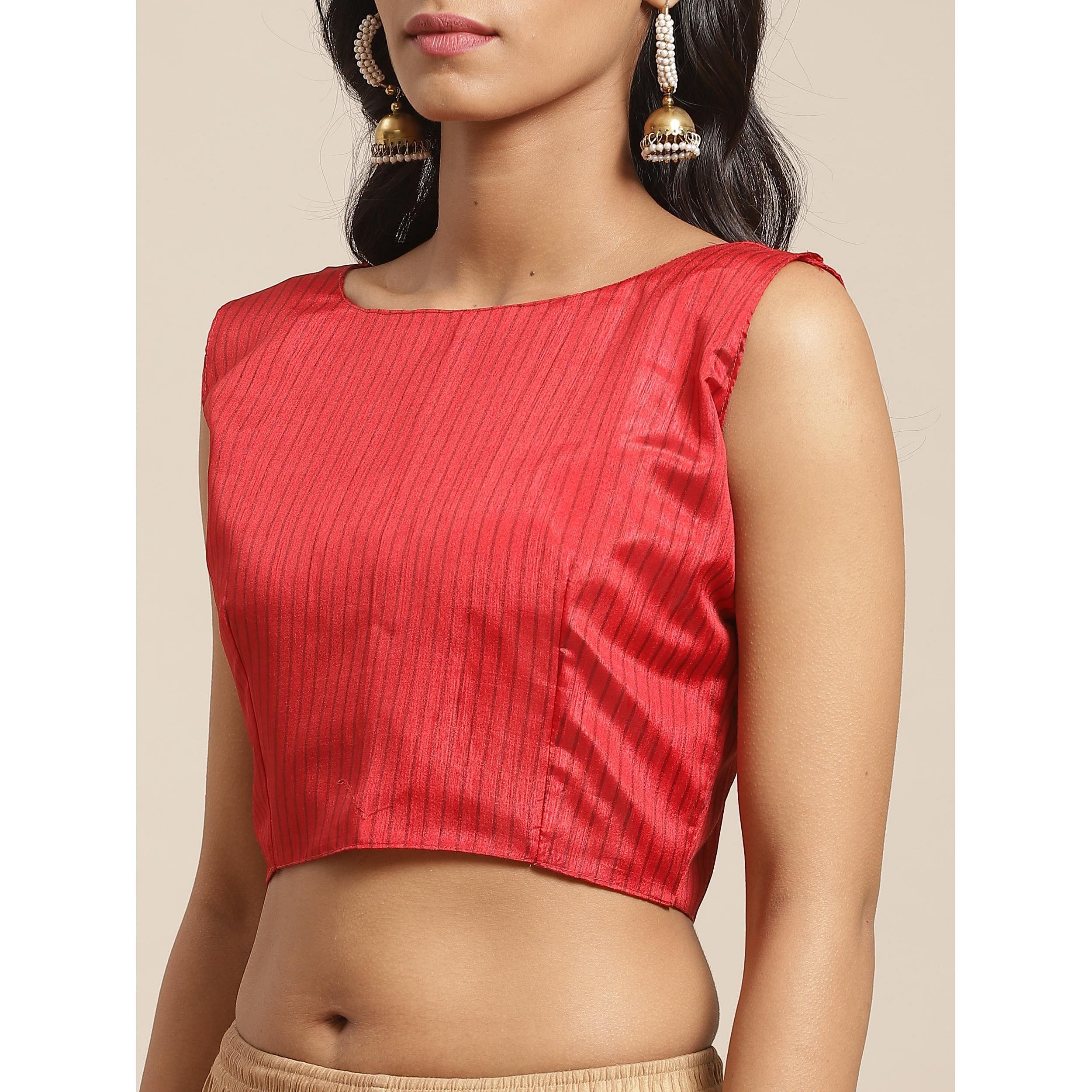 Eye-catching Red Colored Casual Wear Printed Silk Blend Saree - Peachmode