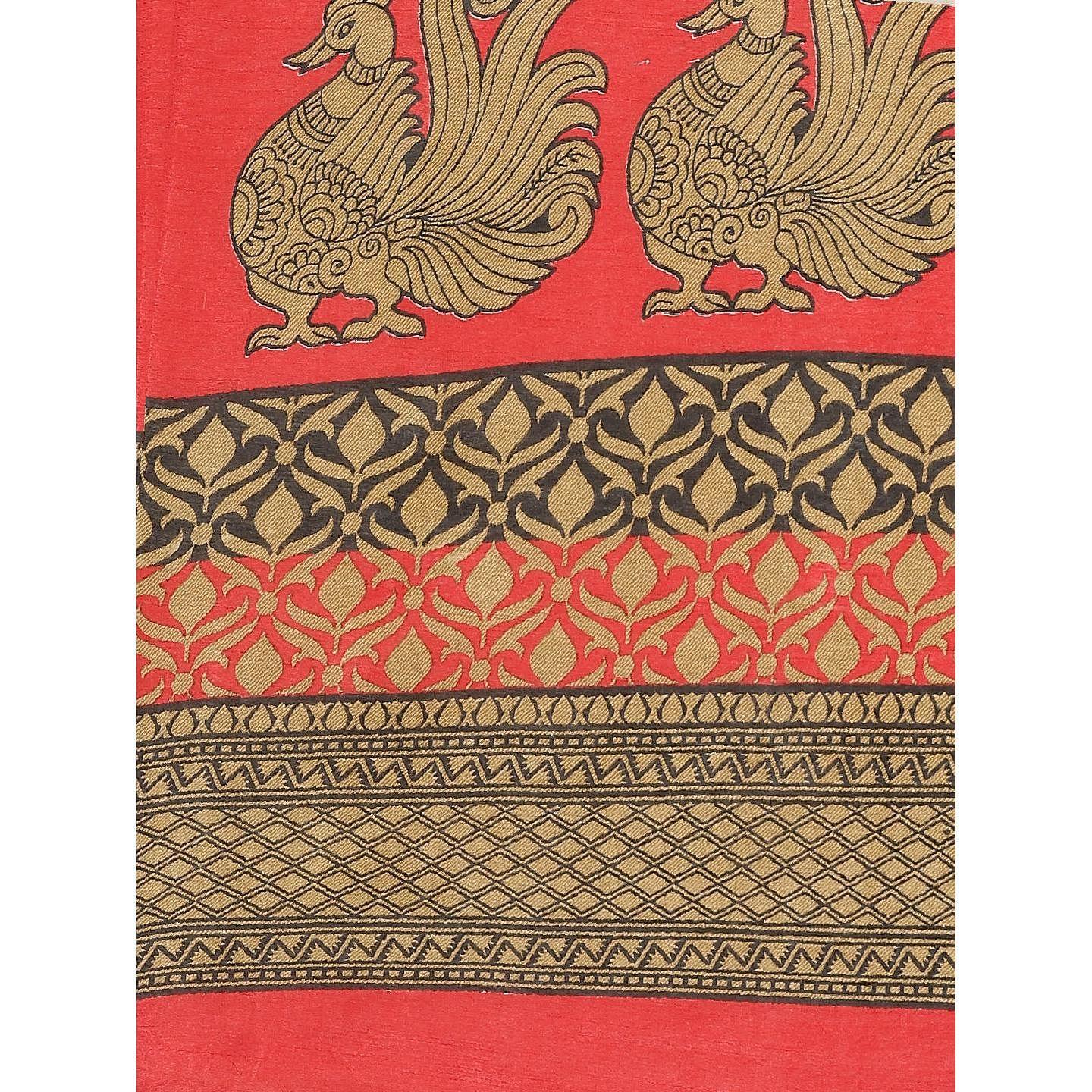 Eye-catching Red Colored Casual Wear Printed Silk Blend Saree - Peachmode