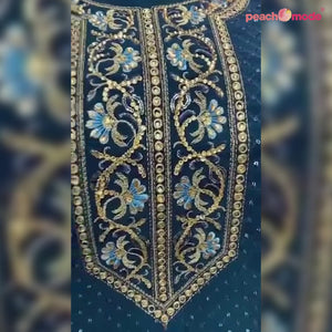 Teal Blue Sequins Embroidered Georgette Suit
