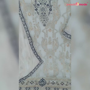 Sky Blue Embroidered Georgette Pakistani Suit