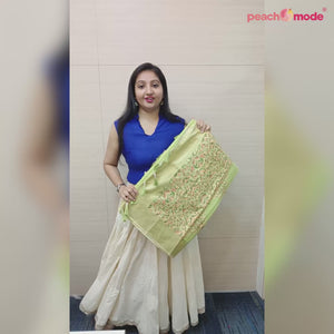 Green Woven Art Silk Saree With Tassels