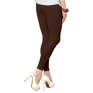 Fantastic Coffee Brown Colored Casual Wear Ankle Length Leggings - Peachmode