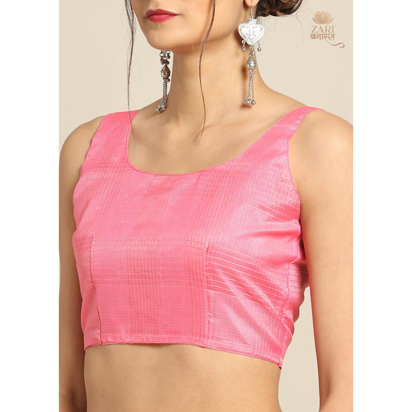Fantastic Pink Colored Casual Wear Floral Printed Linen Saree - Peachmode