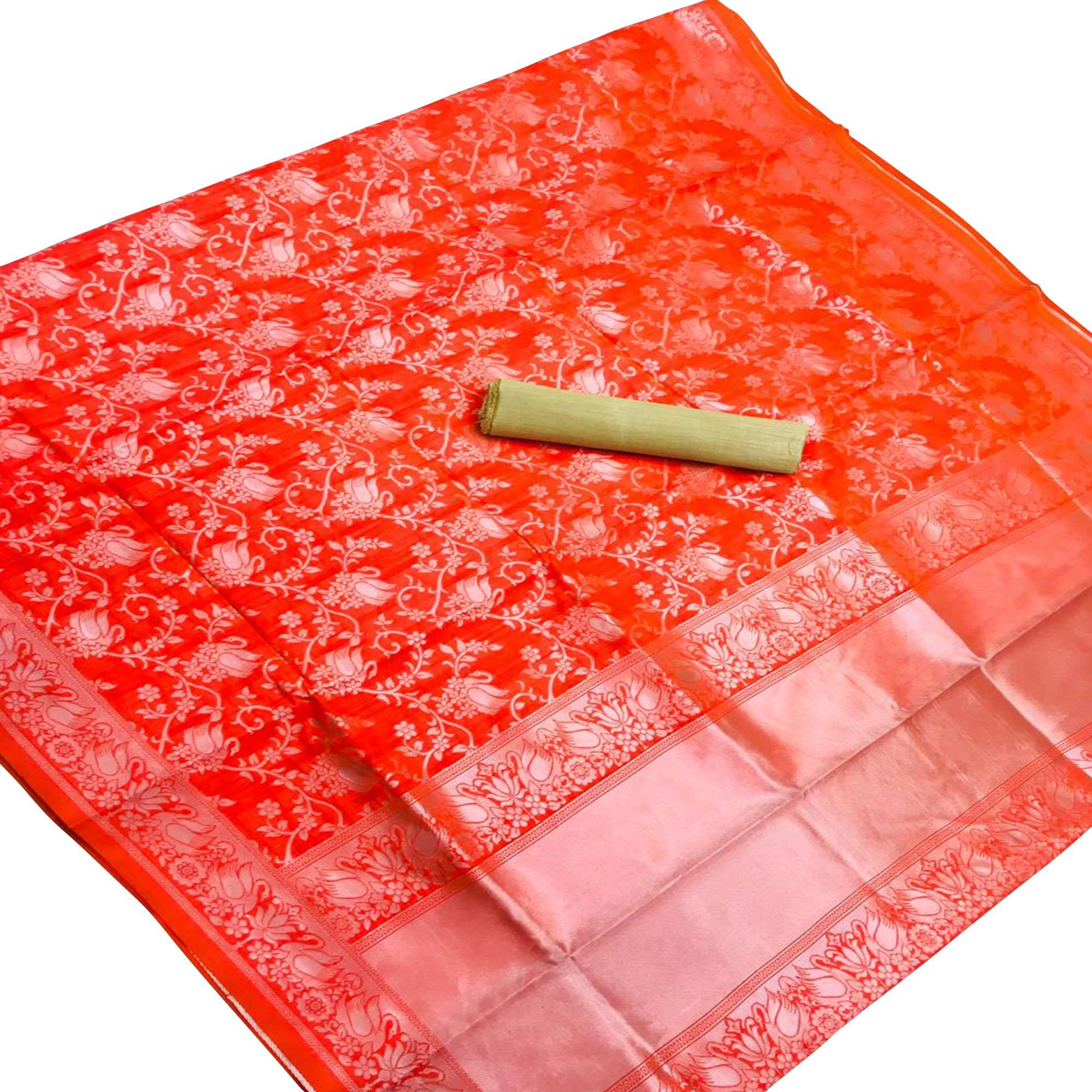 Fantastic Pink Colored Festive Wear Woven Banarasi Silk Saree - Peachmode