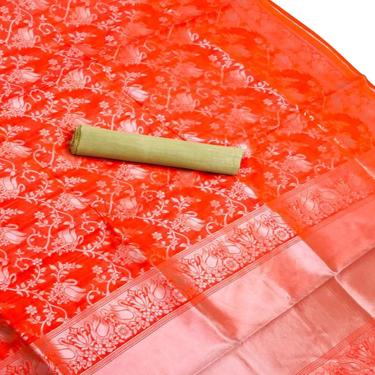 Fantastic Pink Colored Festive Wear Woven Banarasi Silk Saree - Peachmode