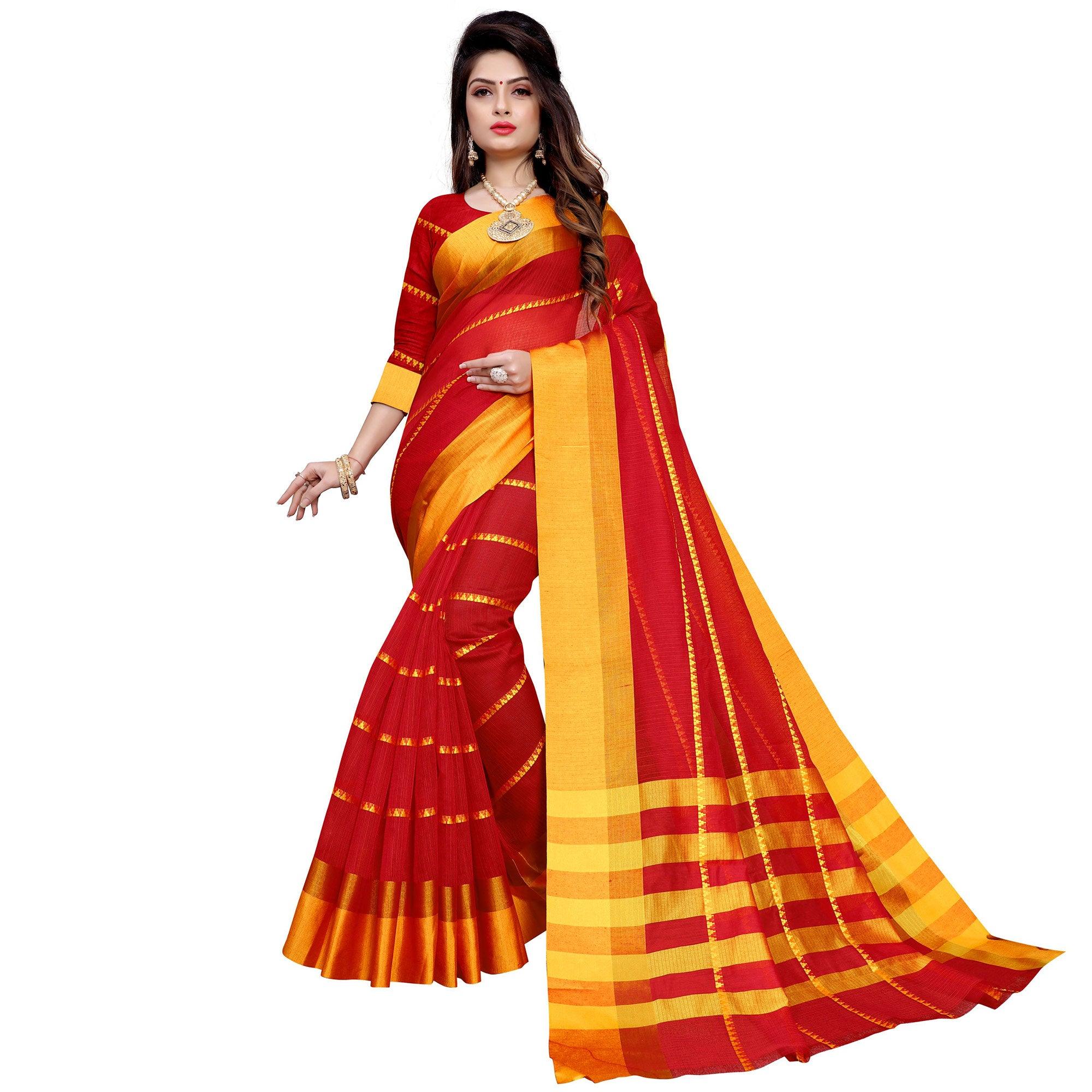 Fantastic Red Colored Festive Wear Manipuri Silk Saree - Peachmode