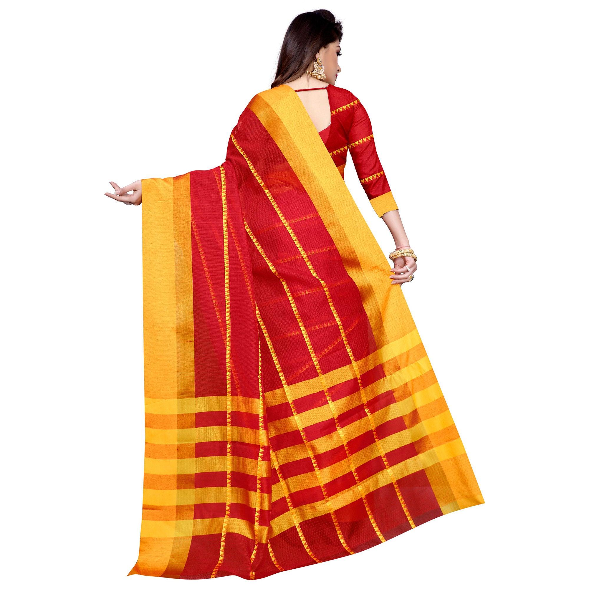 Fantastic Red Colored Festive Wear Manipuri Silk Saree - Peachmode