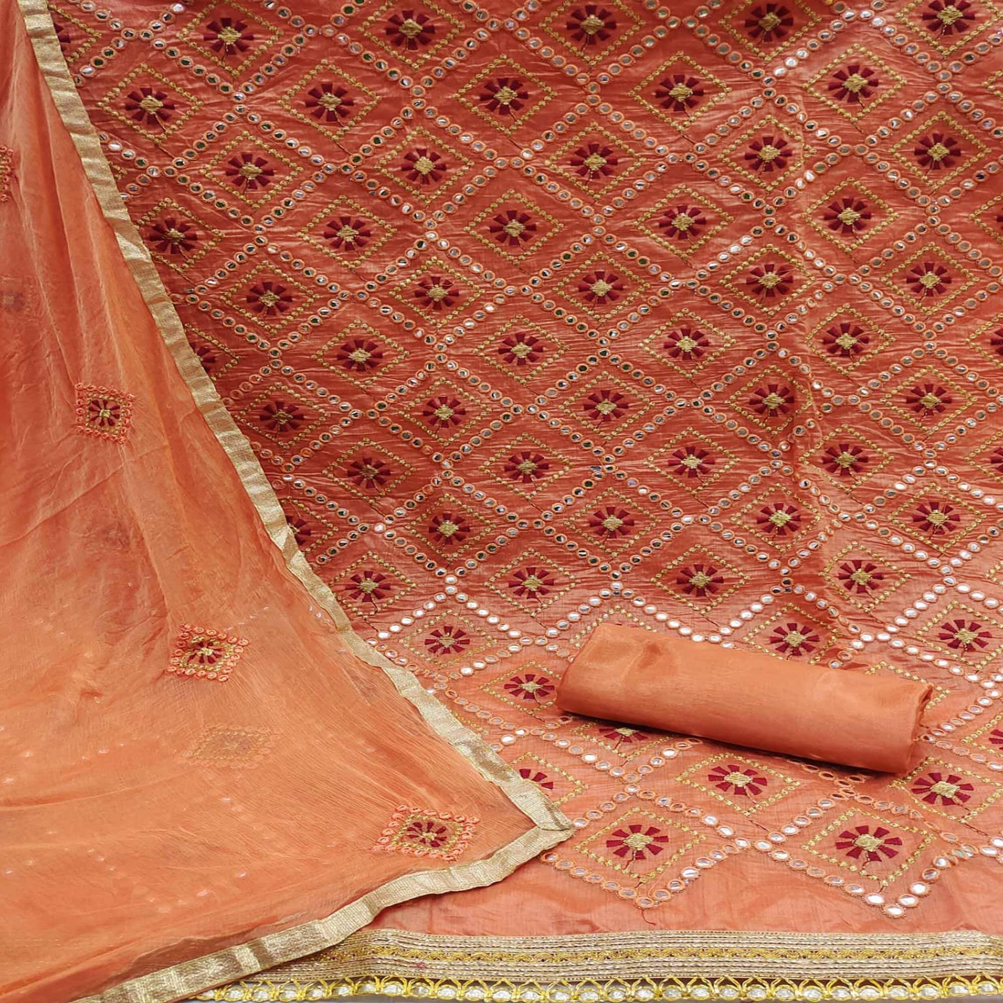 Fenta Embroidered Modal Dress Material - Peachmode