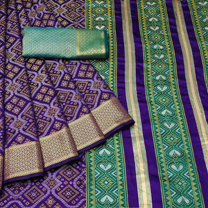 Violet Bandhani Woven Banarasi Silk Saree
