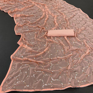 Peach Sequins Embroidered Georgette Saree