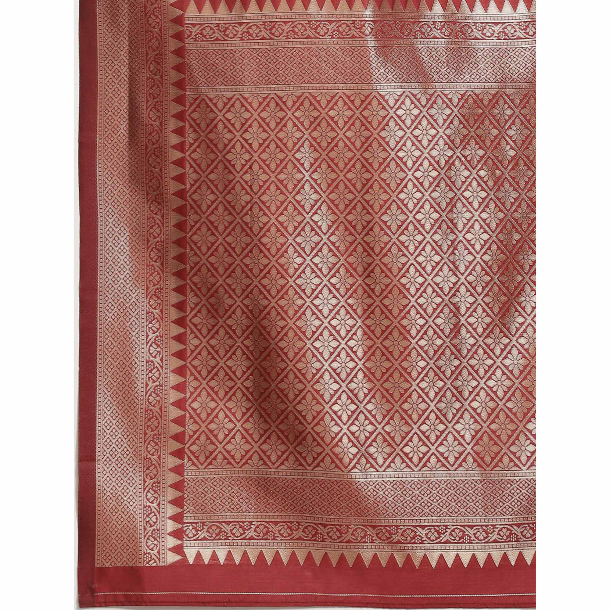 Red Woven Banarasi Silk Saree