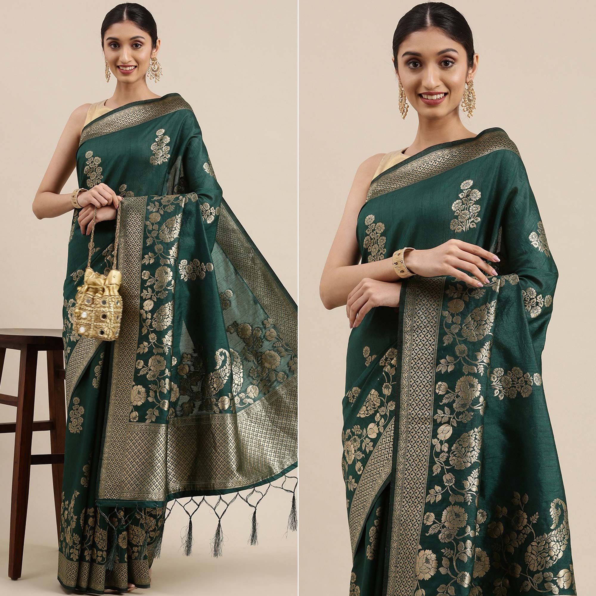 Green Woven Kanjivaram Silk Saree