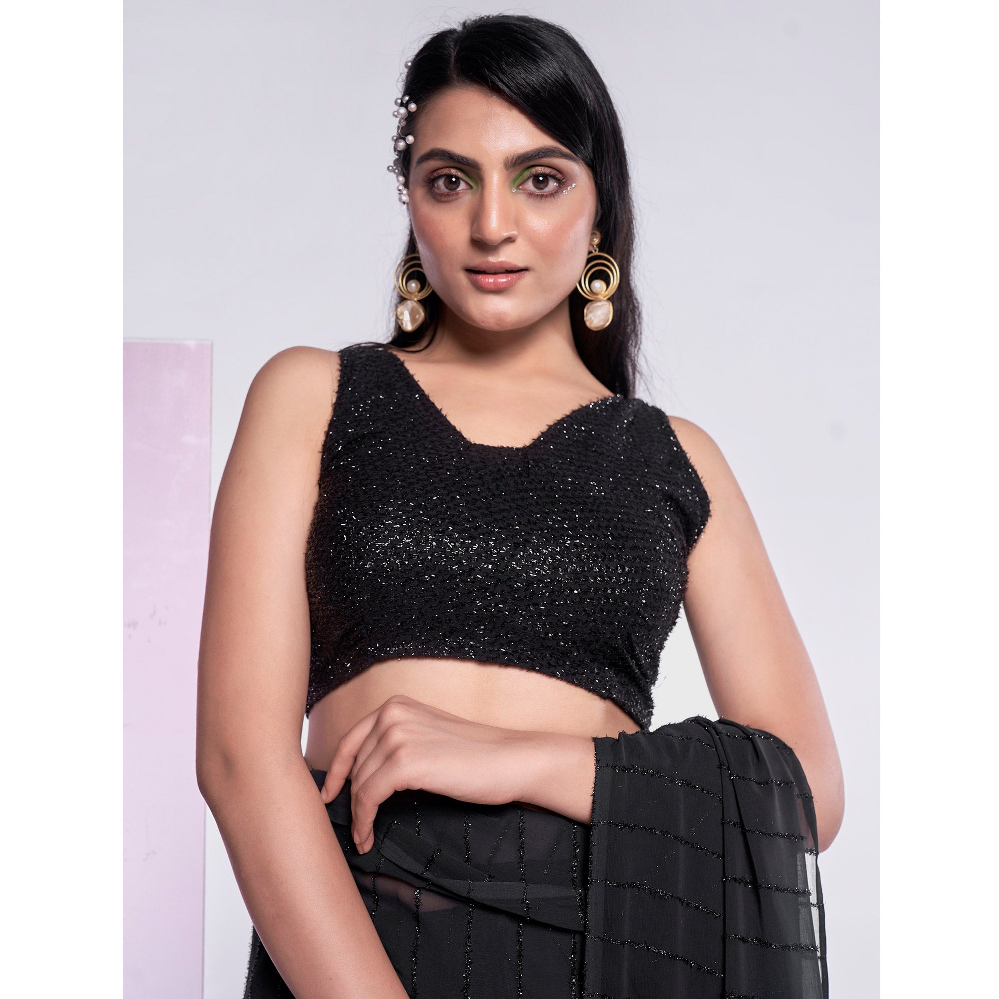 Black Embroidered Georgette Saree