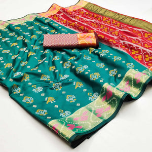 Rama Green Woven Jacquard Patola Saree