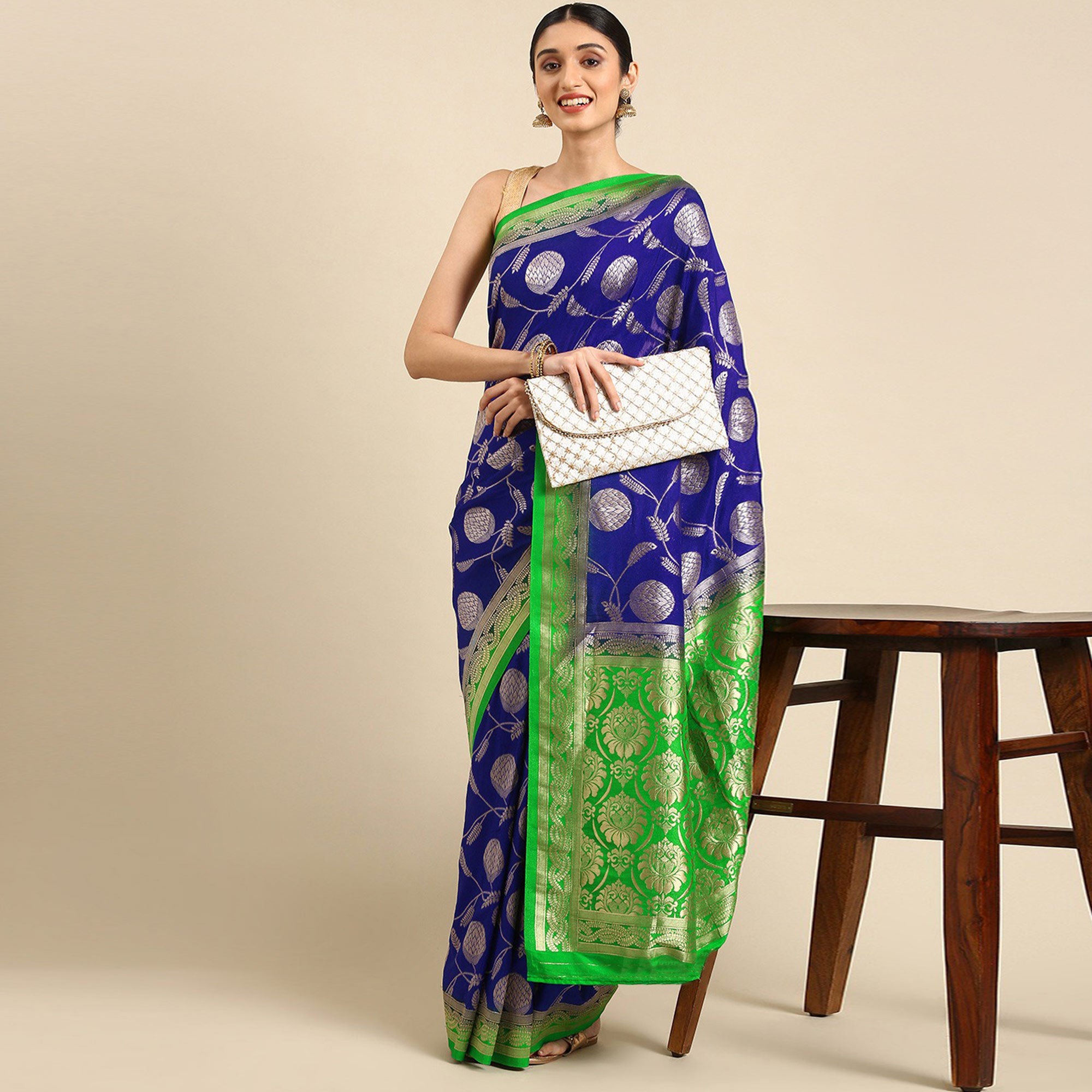 Blue Woven Kanjivaram Silk Saree