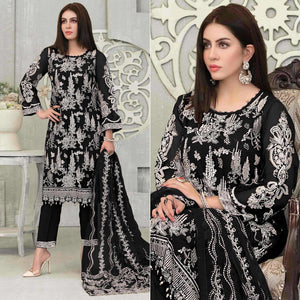 Black Floral Embroidered Georgette Pakistani Suit