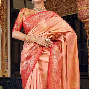 Peach Woven Tissue Saree