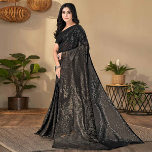 Black Sequins Embroidered Georgette Saree