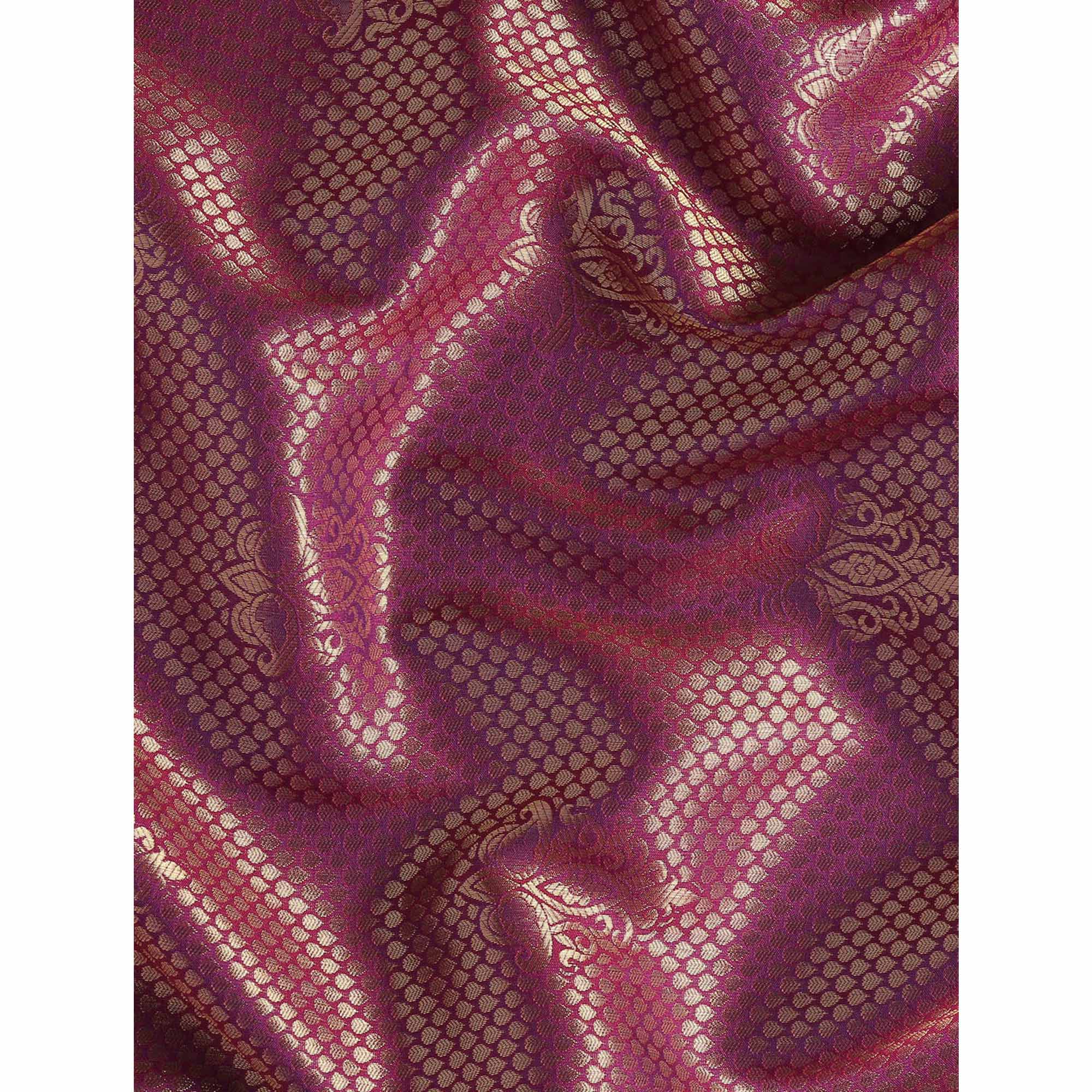 Wine Woven Kanjivaram Silk Saree