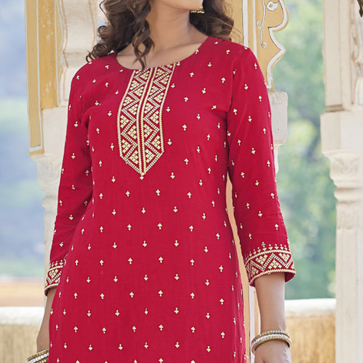 Pink Embroidered Cotton Salwar Suit