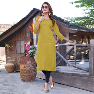 Green Sequins Embroidered Rayon Kurti