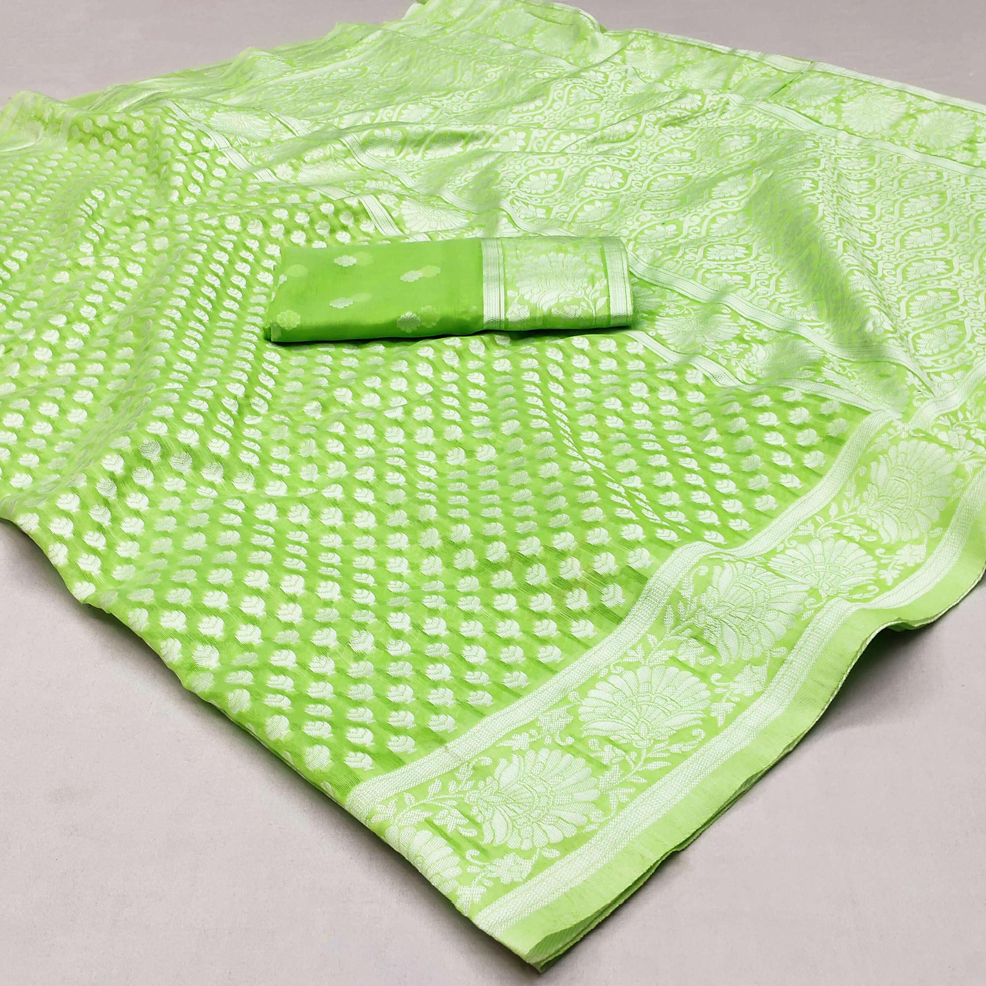 Green  Woven Cotton Silk Saree