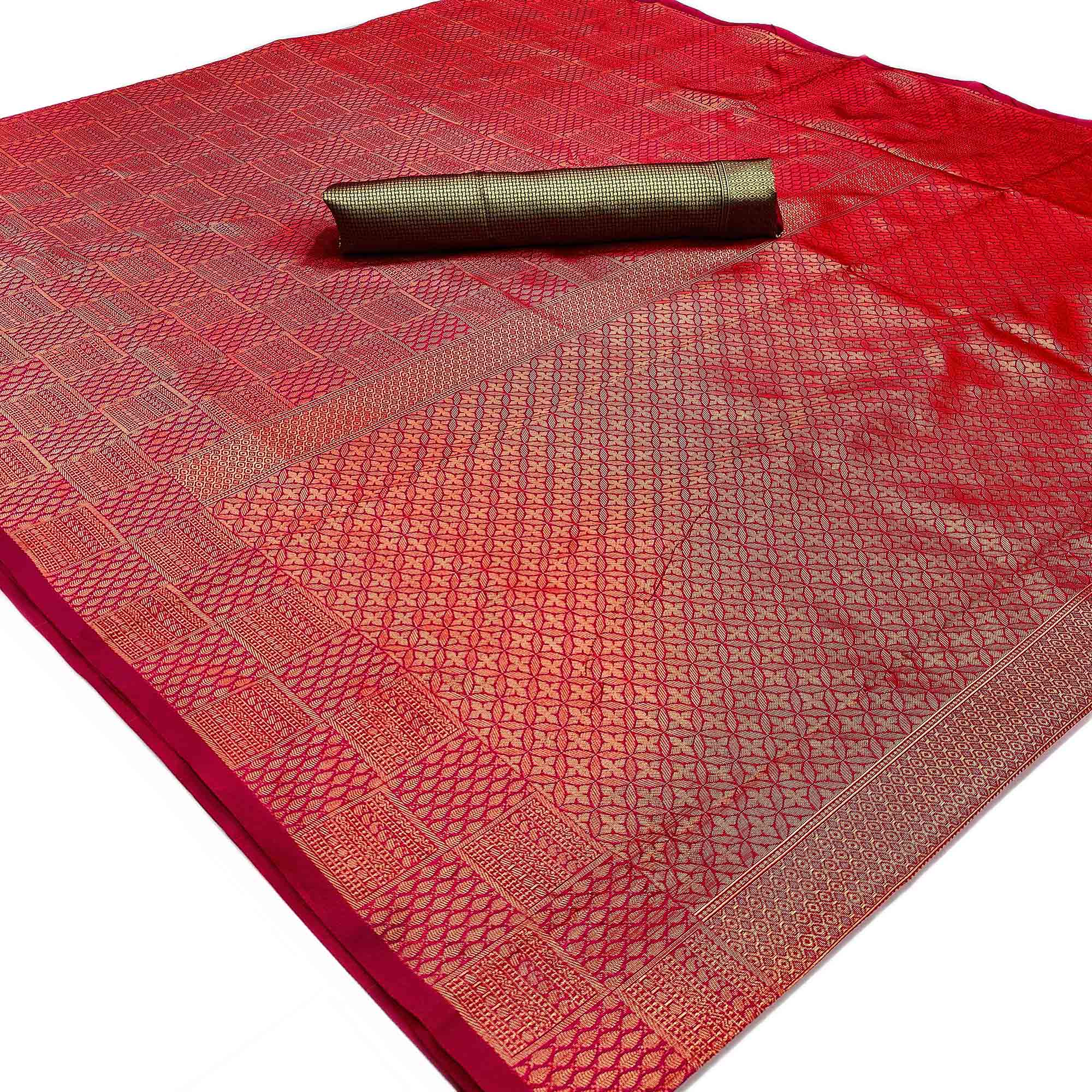 Red Woven Banarasi Silk Saree