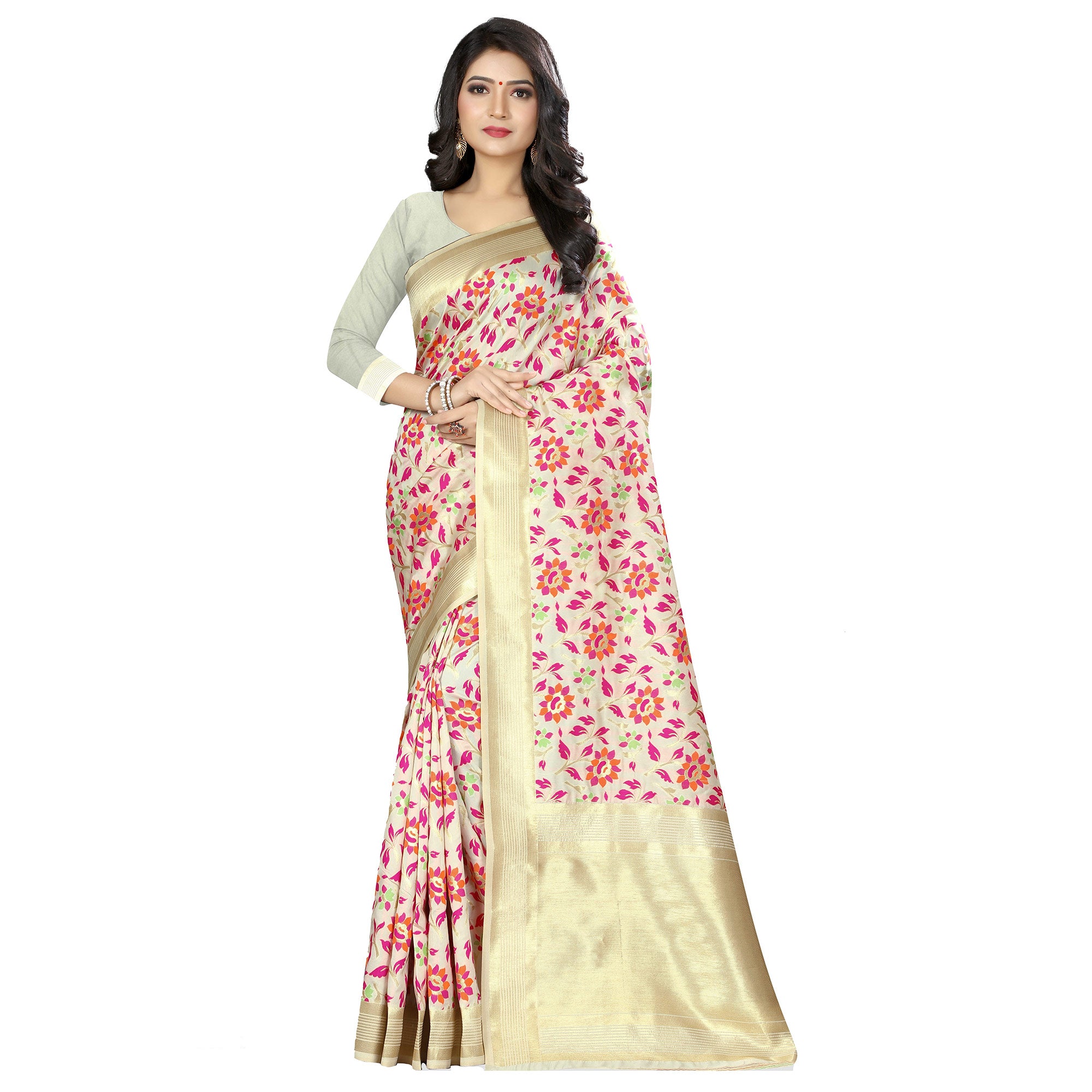 Offwhite Woven Kanjivaram Silk Saree