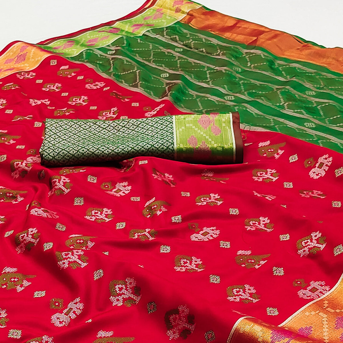 Red Woven Jacquard Patola Saree