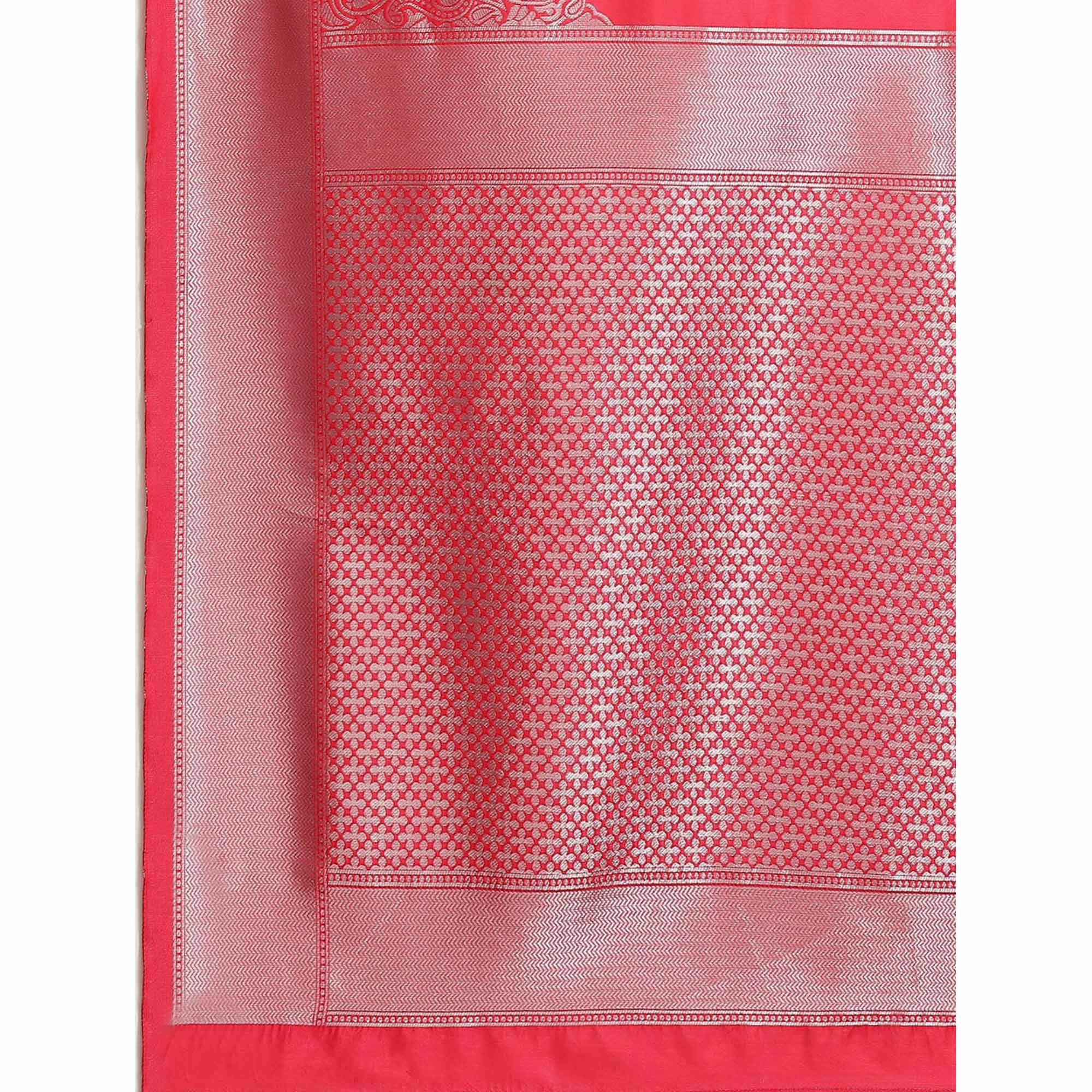 Pink Woven Banarasi Silk Saree