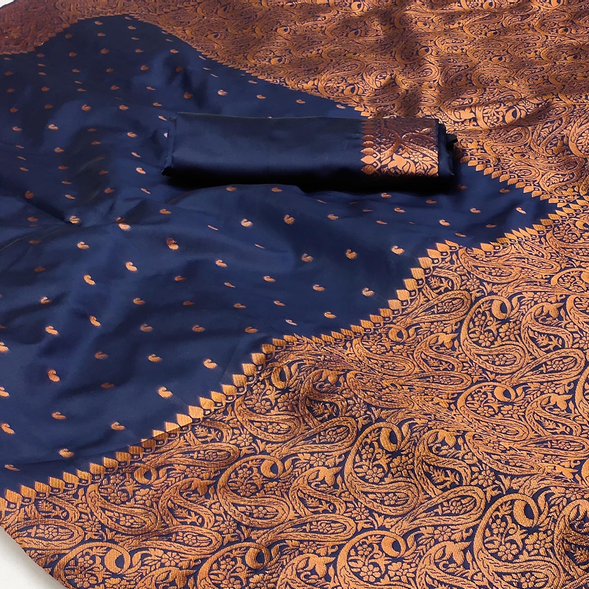 Blue Woven Banarasi Silk Saree