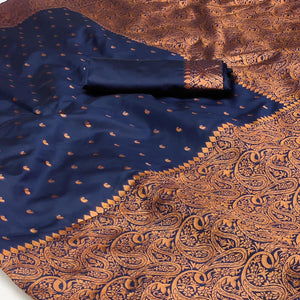 Blue Woven Banarasi Silk Saree